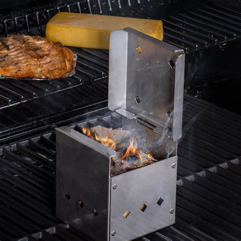 steel pellet smoker box|pellet smoker with smoke box.